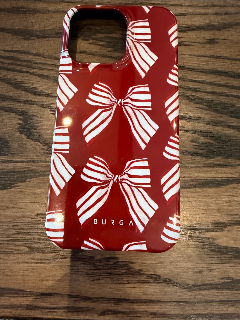 Burga Iphone 15 Pro Max Red Bow Pattern Protective Phone Case